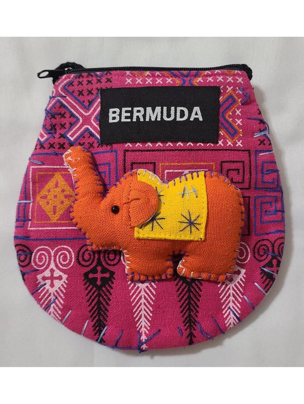 Bermuda Bag Crossbody Small Pouch Womens Small Pink Elephant Embroided Souvenir